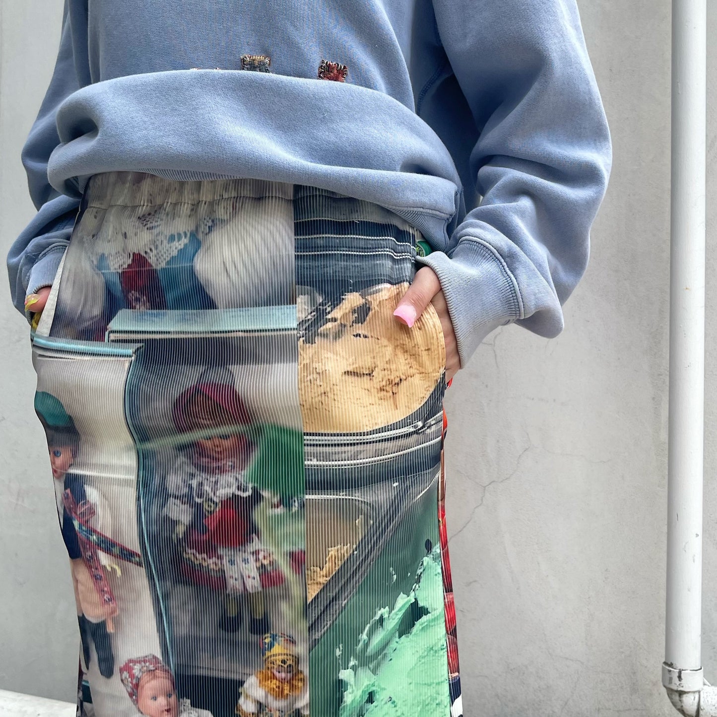 【SHEEP LIMITED】PRINT RIB SKIRT / LANDSCAPE / プリントリブスカート