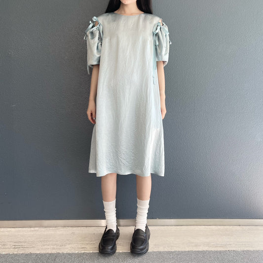 Puff sleeve dress / Blue gray / パフスリーブミニドレス