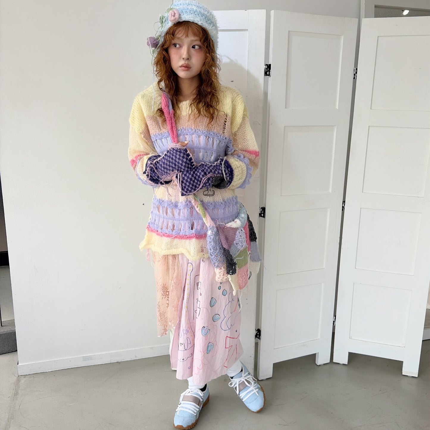 Long groves / Purple / ニットグローブ