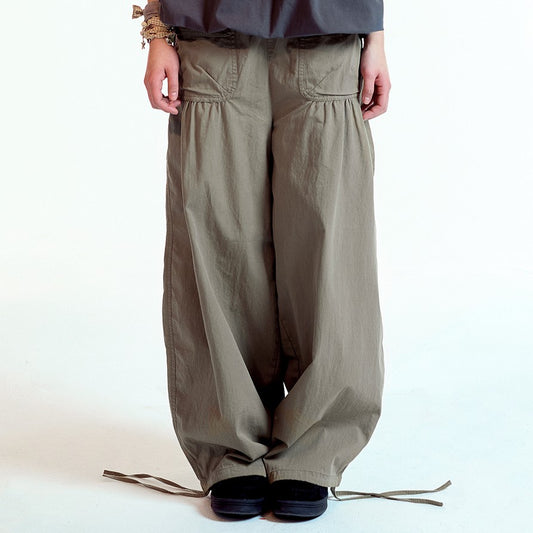 SHIRRING TOBI PANTS / KHAKI / シャーリングパンツ