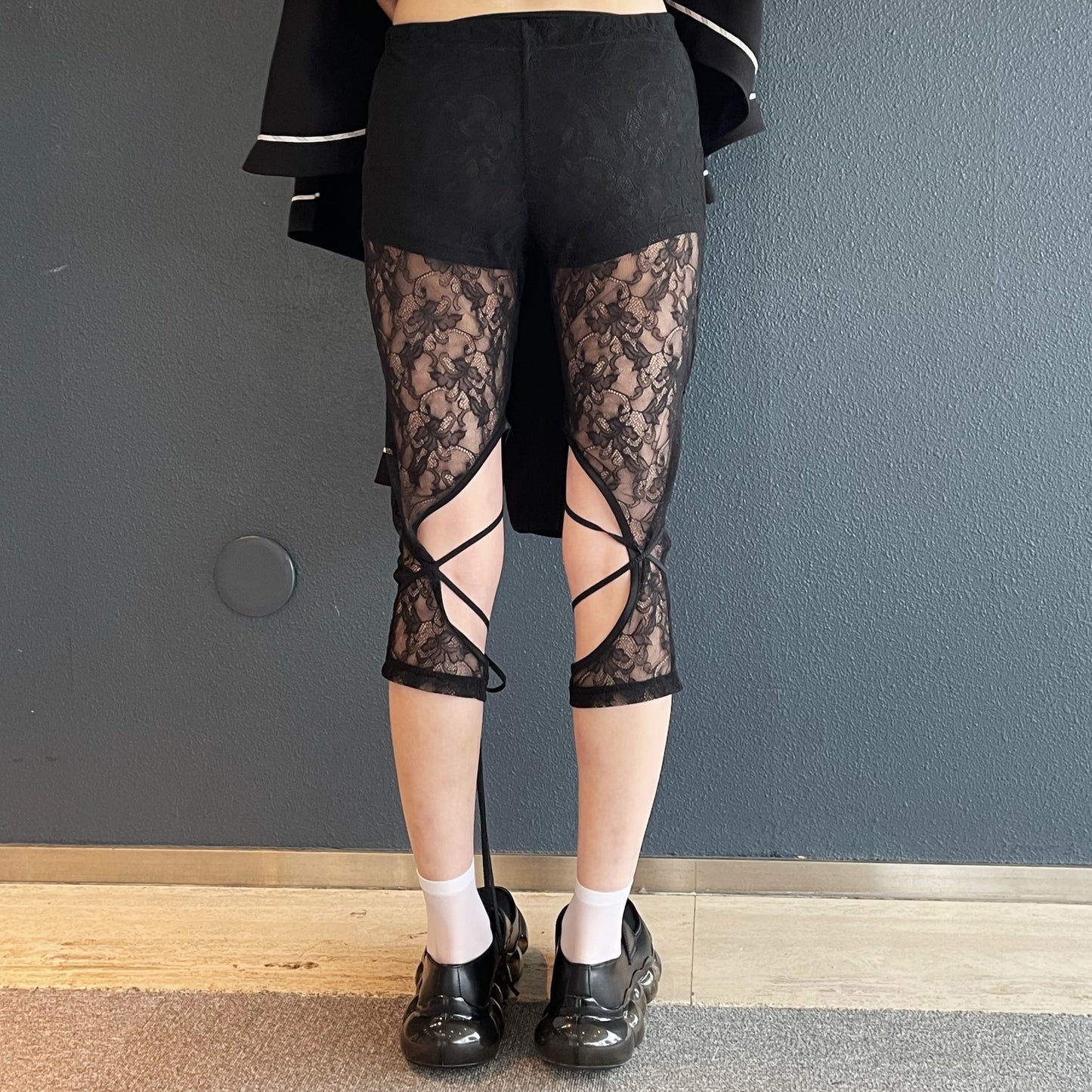 linge leggings-short / Black / ロングレースレギンス