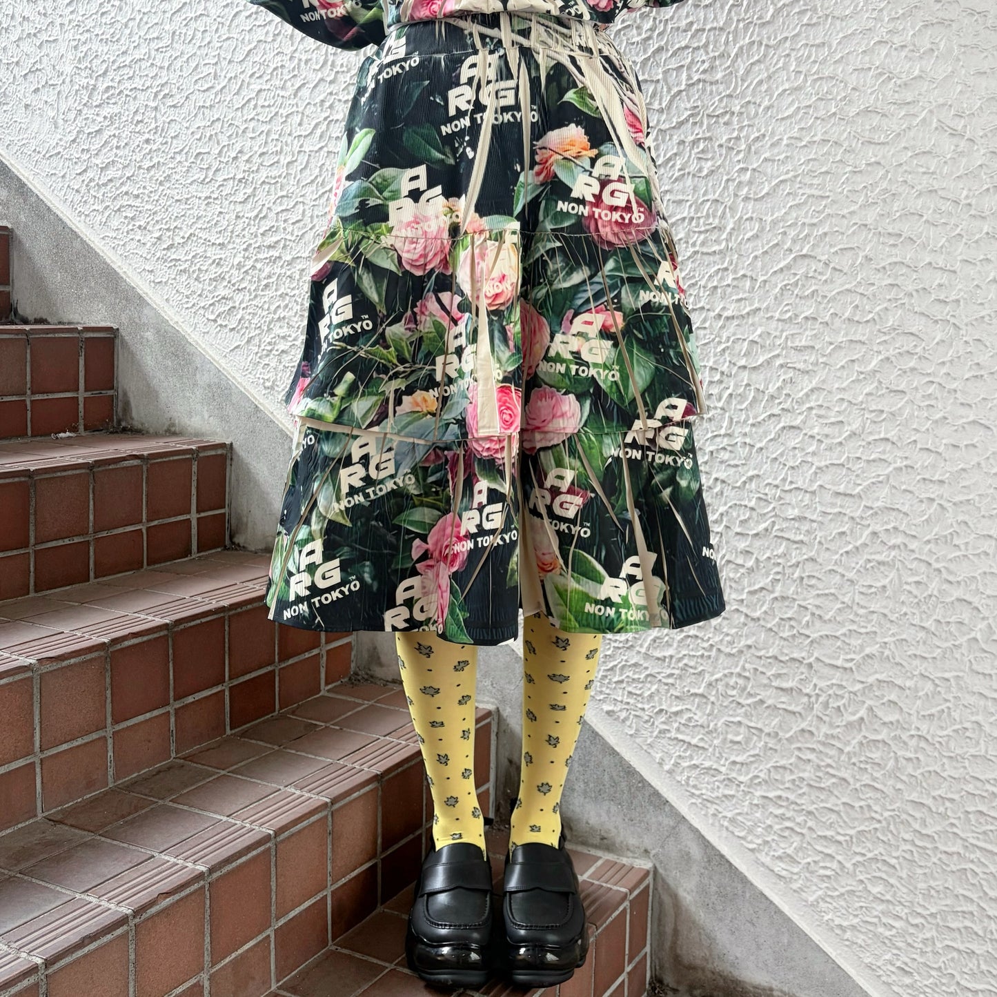 DIRECT PRINT RIB GATHER SKIRT / ARG ROSE / ダイレクトプリントリブギャザースカート