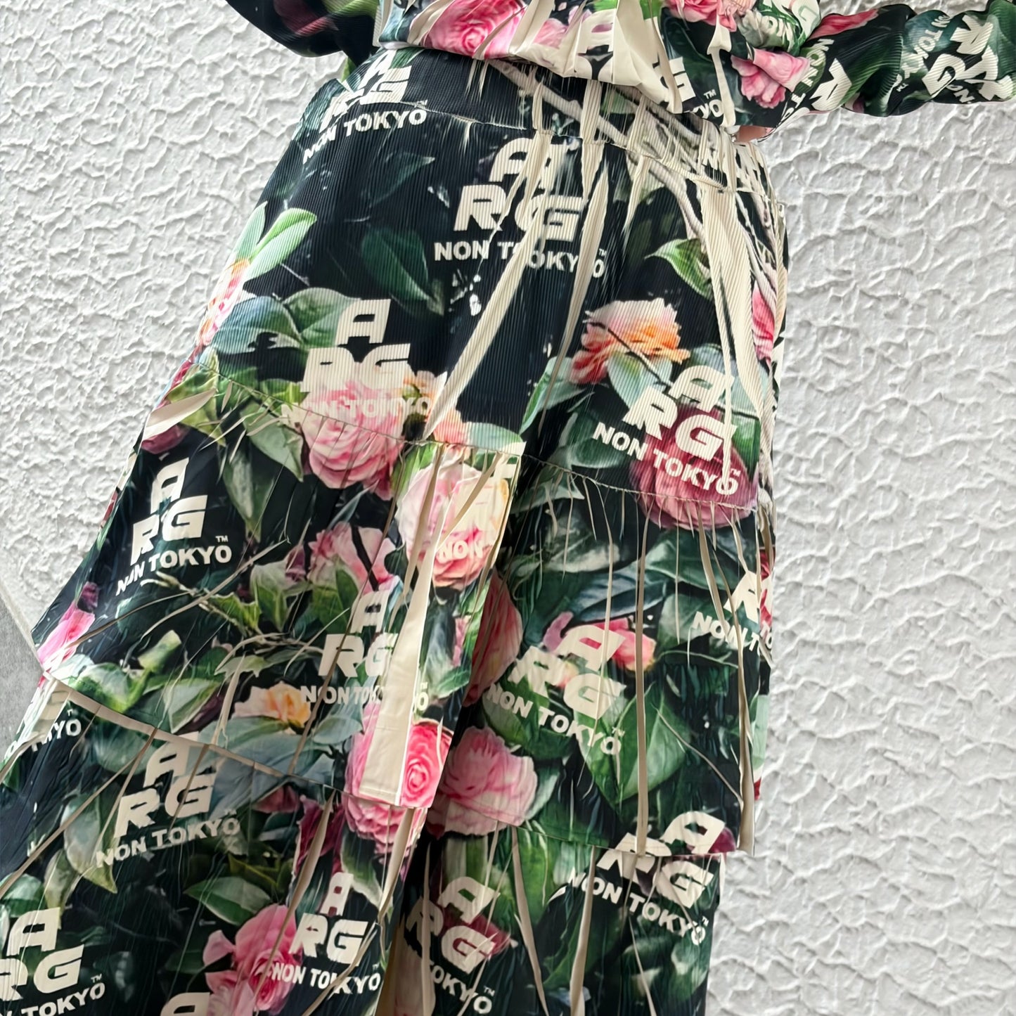 DIRECT PRINT RIB GATHER SKIRT / ARG ROSE / ダイレクトプリントリブギャザースカート