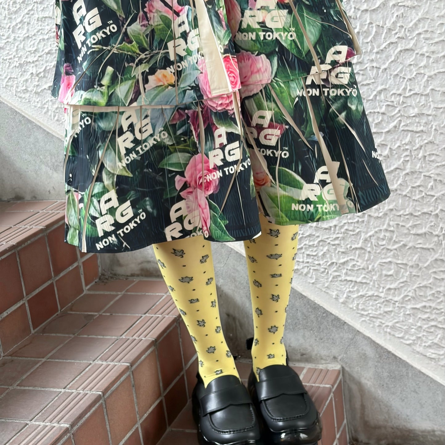 DIRECT PRINT RIB GATHER SKIRT / ARG ROSE / ダイレクトプリントリブギャザースカート