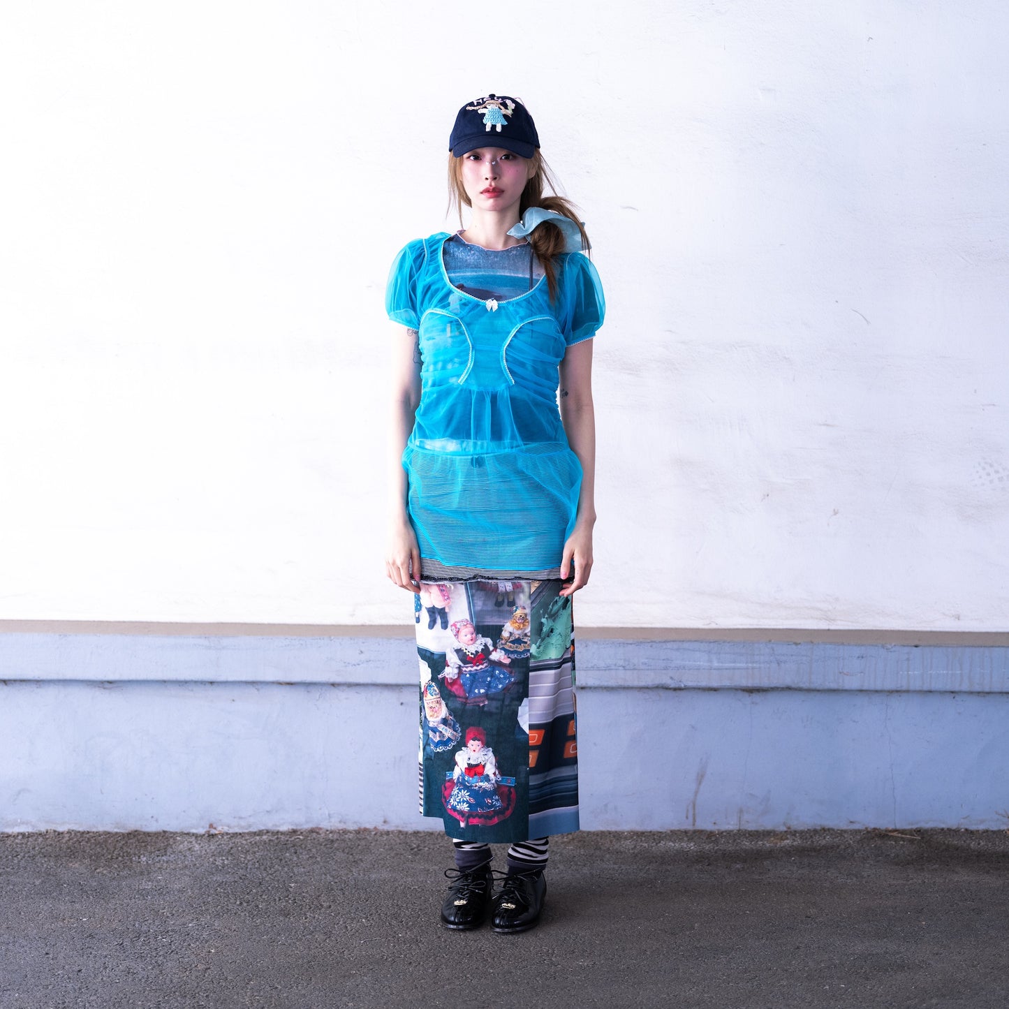 【SHEEP LIMITED】PRINT RIB SKIRT / LANDSCAPE / プリントリブスカート