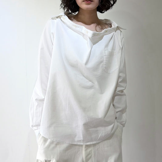 wide-neck shirt / white / ワイドネックシャツ