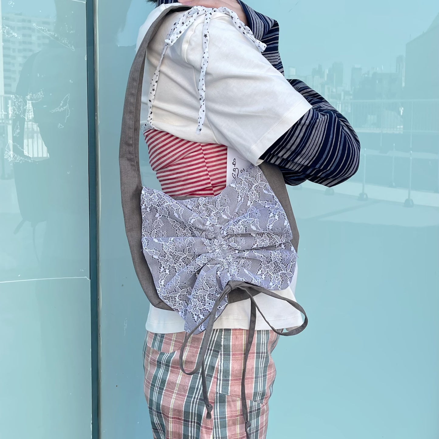 CARINA BAG / Gray / レースギャザーバッグ