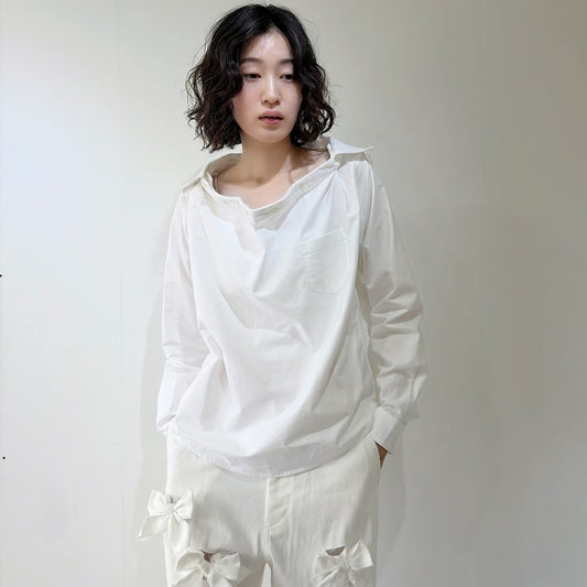 wide-neck shirt / white / ワイドネックシャツ