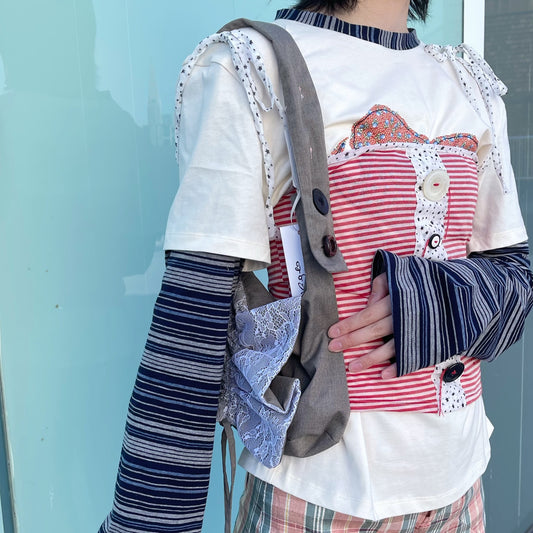 CARINA BAG / Gray / レースギャザーバッグ