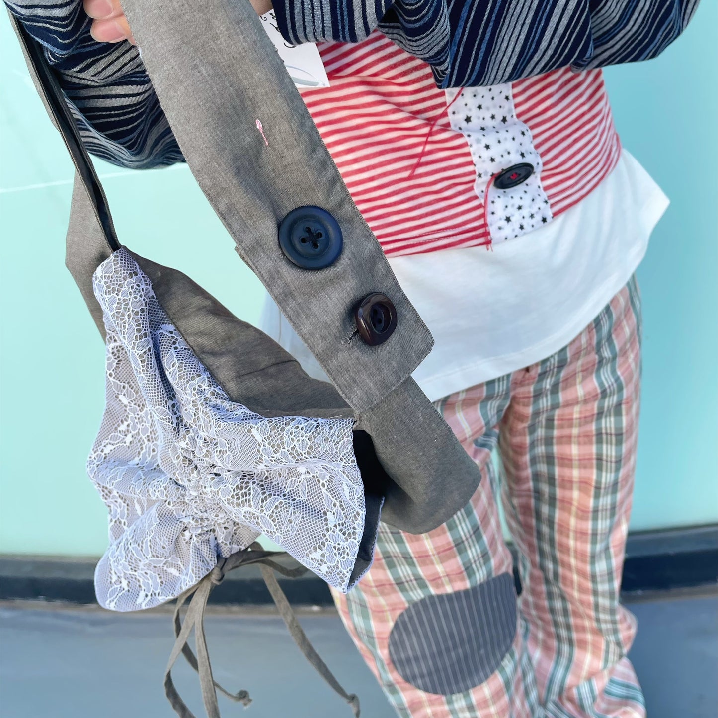 CARINA BAG / Gray / レースギャザーバッグ