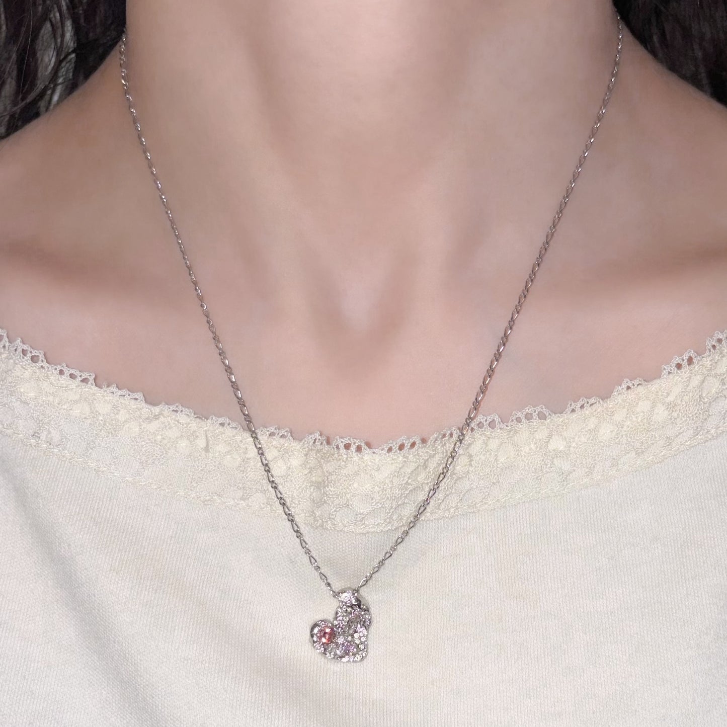 heart necklace / zirconia / ハートネックレス