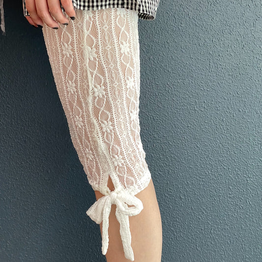 Lace Strap Leggings / White / レースレギンス