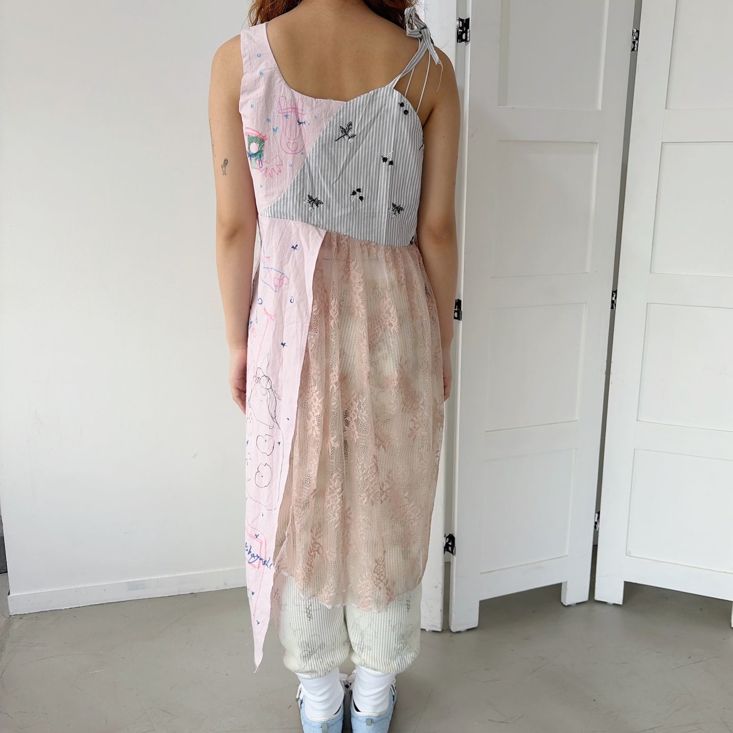 【Collabolation mimi-chan】 Mimi dress / Pink Mix / ドローイングドレス