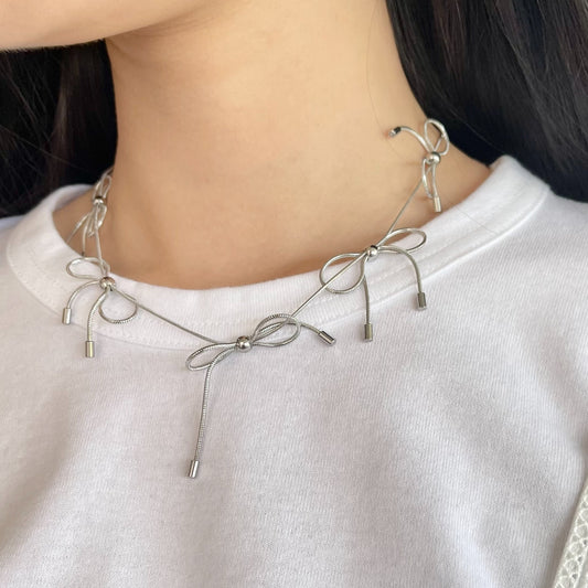 Bow Necklace / Silver / リボンネックレス