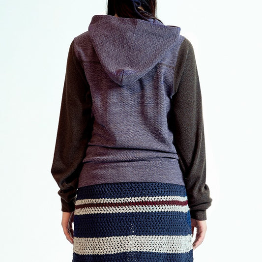 BUTTON POCKET ZIP-UP HOODIE / PURPLE / ボタンポケットジップアップフーディー