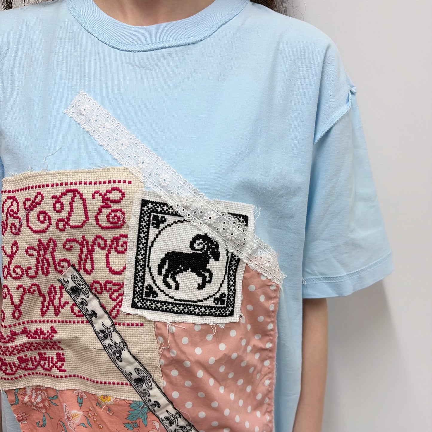 Patchwork tshirts / Sky blue / パッチワークTシャツ | シープ