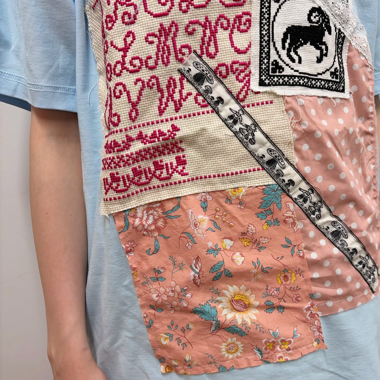 Patchwork tshirts / Sky blue / パッチワークTシャツ | シープ