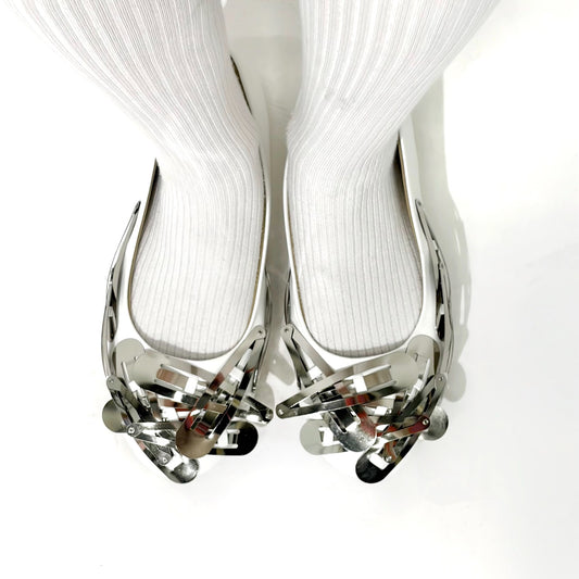 Hair clip ballet flats / Silver White / ヘアクリップバレエフラットシューズ