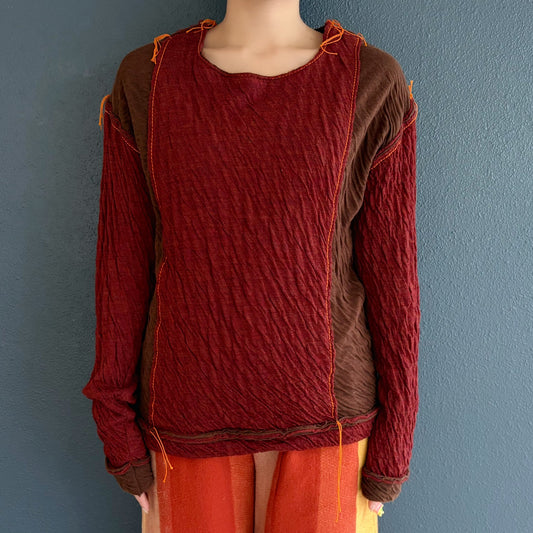 wool cotton jersey top / brown / ウールコットンパンツ