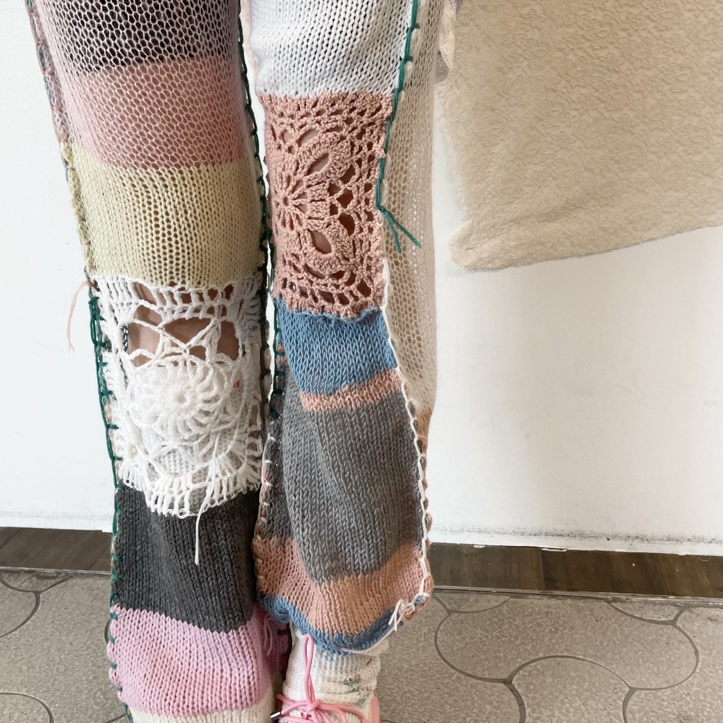 Knit long trousers / Mix / ニットロングトラウザーズ