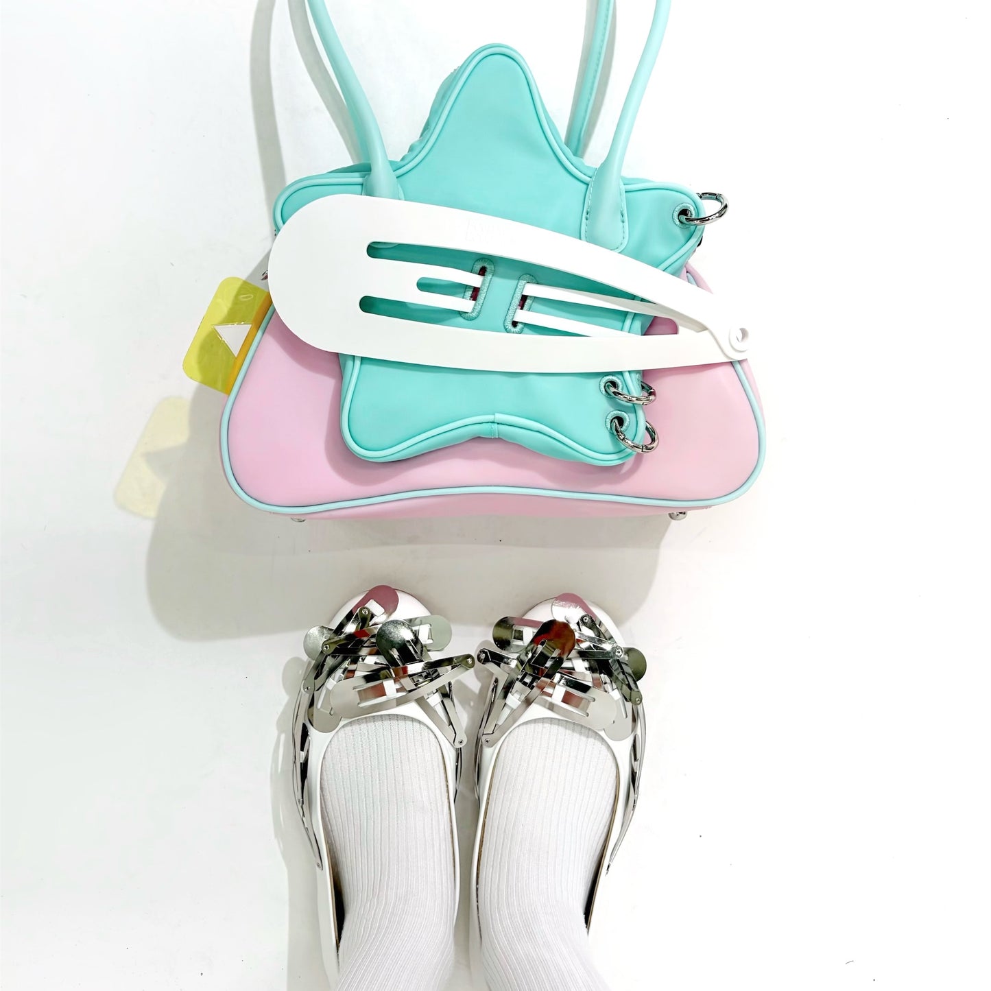 Hair clip ballet flats / Silver White / ヘアクリップバレエフラットシューズ