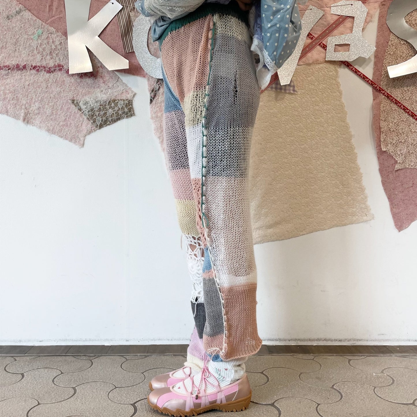 Knit long trousers / Mix / ニットロングトラウザーズ