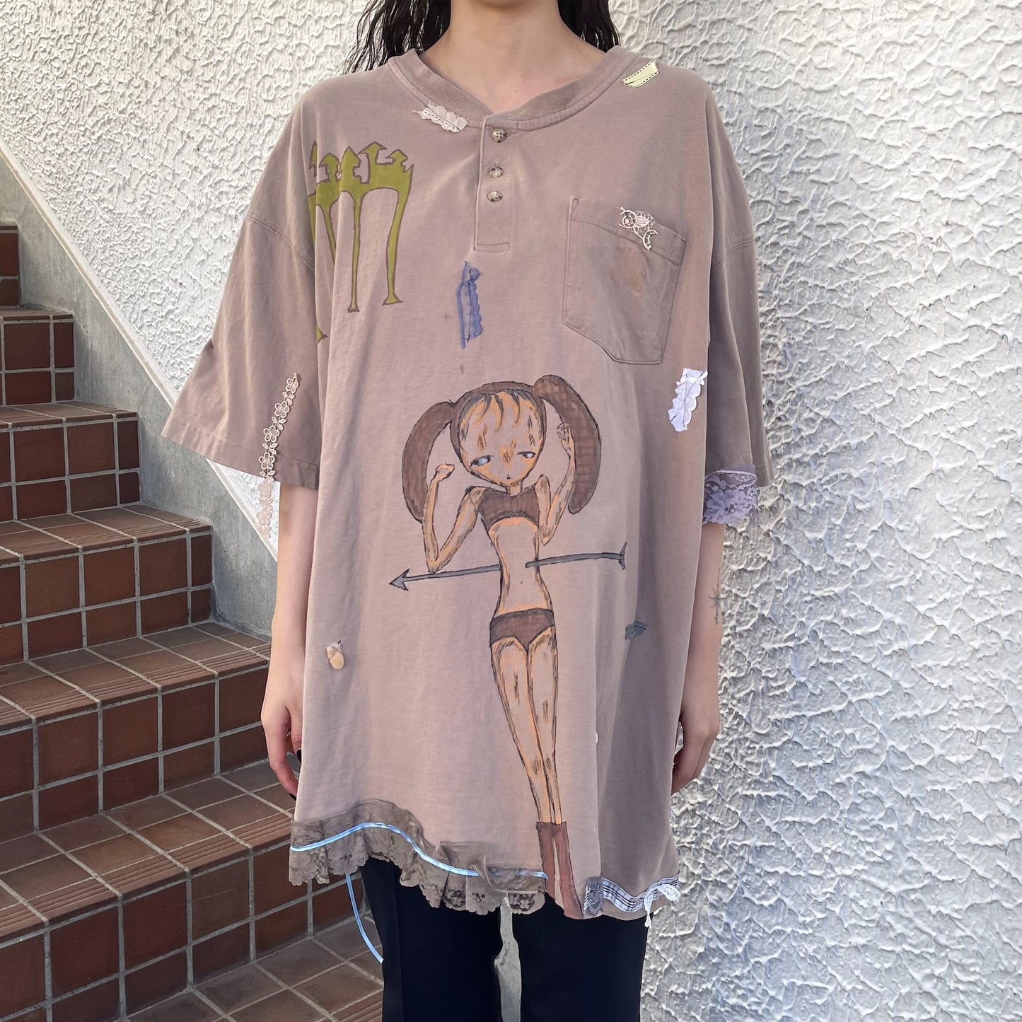 【trust teji 】Short sleeve tee dress+ / Brown / ショートスリーブTシャツ