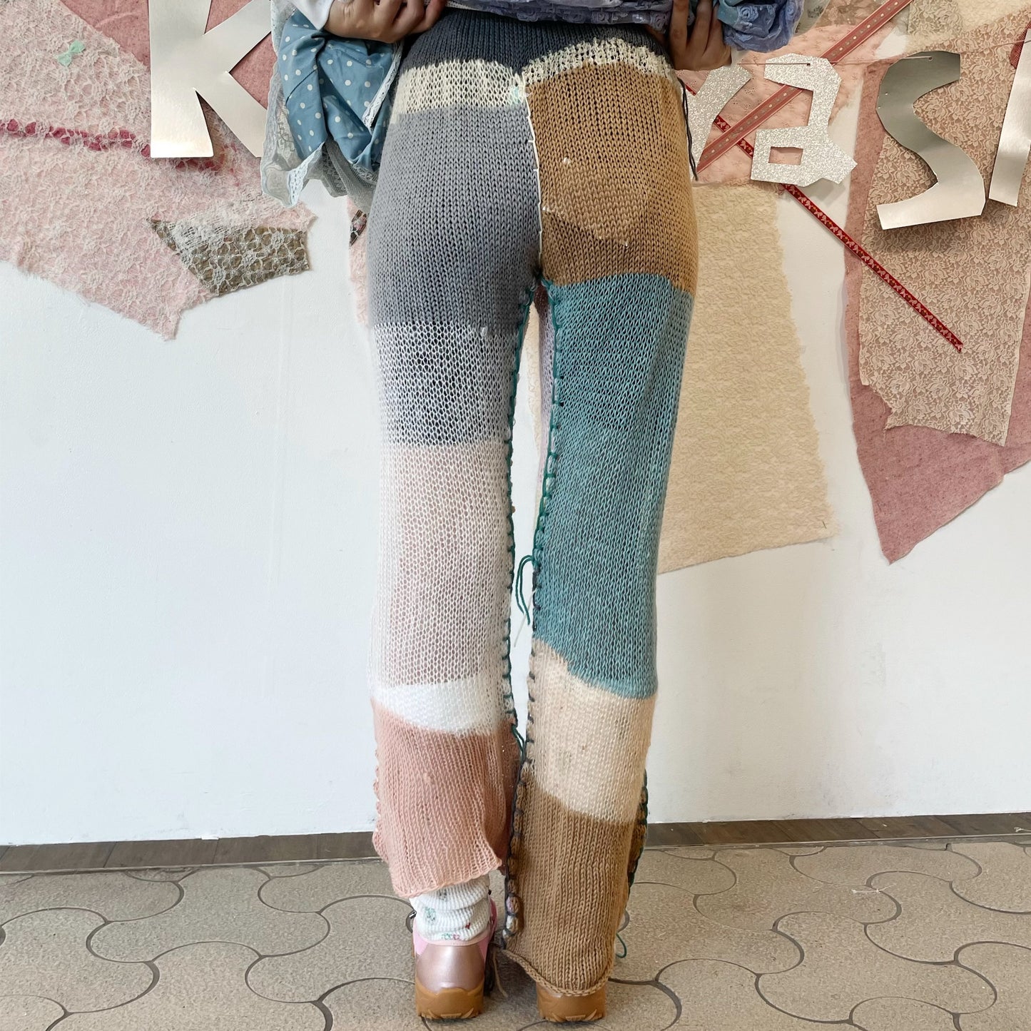 Knit long trousers / Mix / ニットロングトラウザーズ