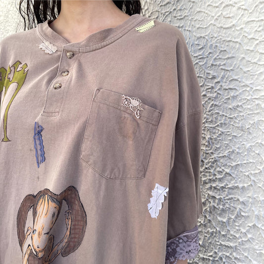 【trust teji 】Short sleeve tee dress+ / Brown / ショートスリーブTシャツ