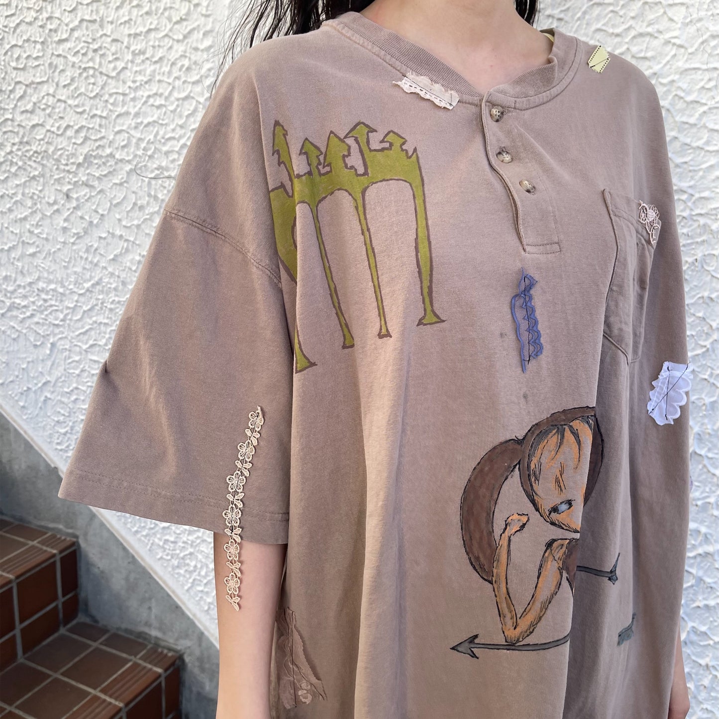 【trust teji 】Short sleeve tee dress+ / Brown / ショートスリーブTシャツ
