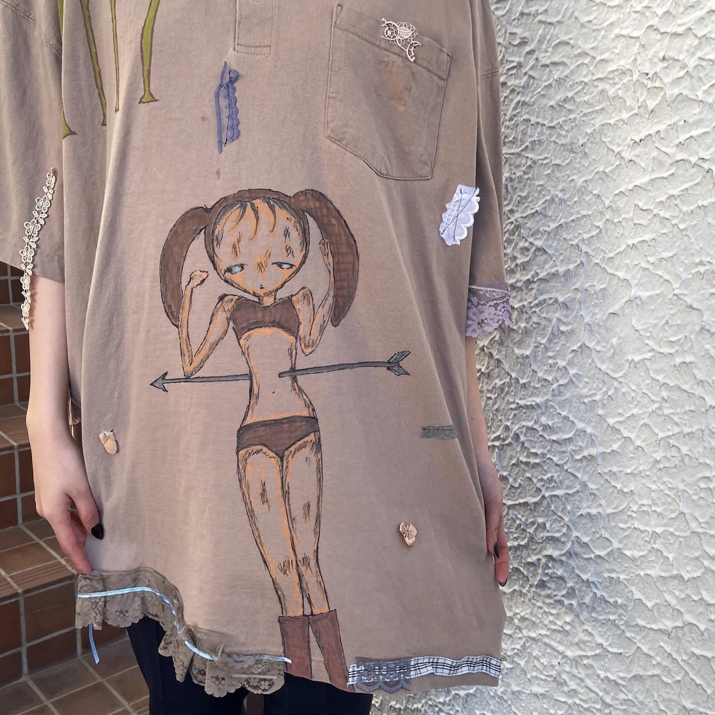 【trust teji 】Short sleeve tee dress+ / Brown / ショートスリーブTシャツ