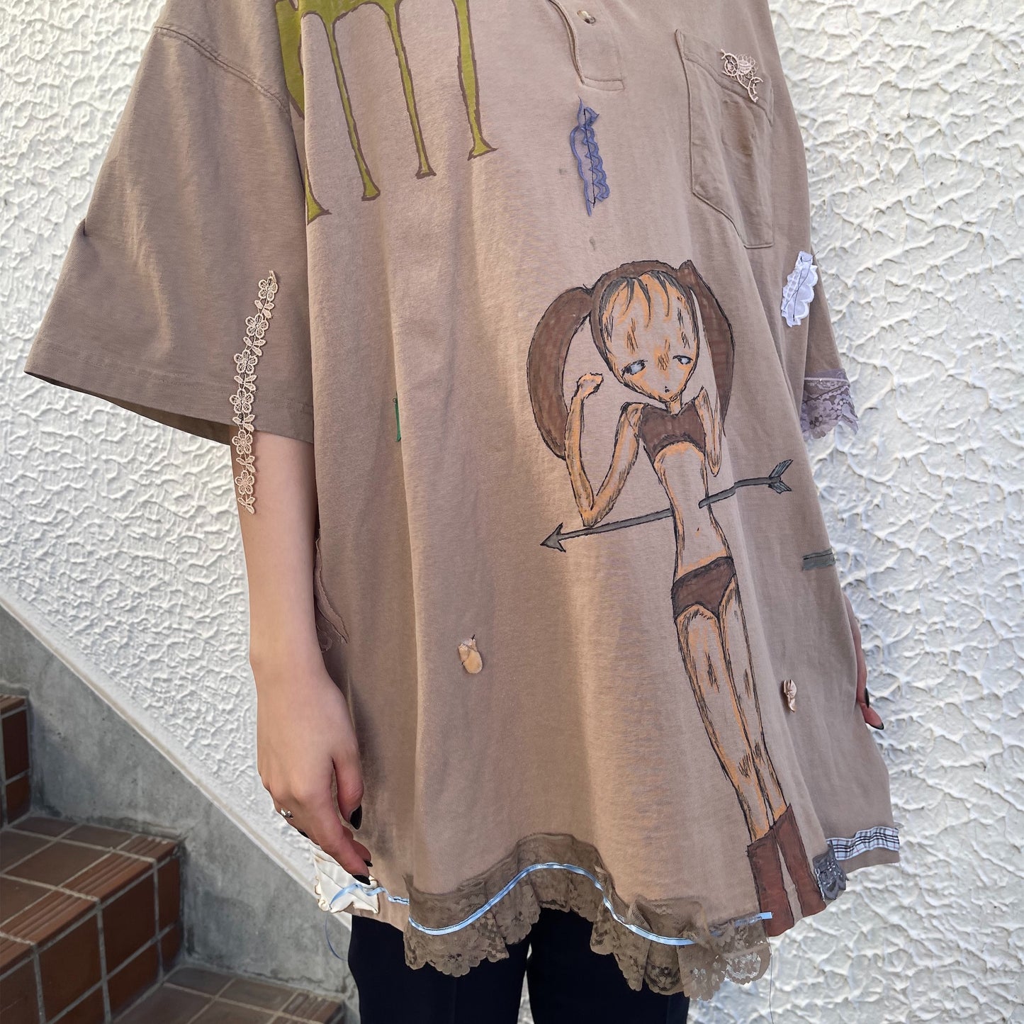 【trust teji 】Short sleeve tee dress+ / Brown / ショートスリーブTシャツ
