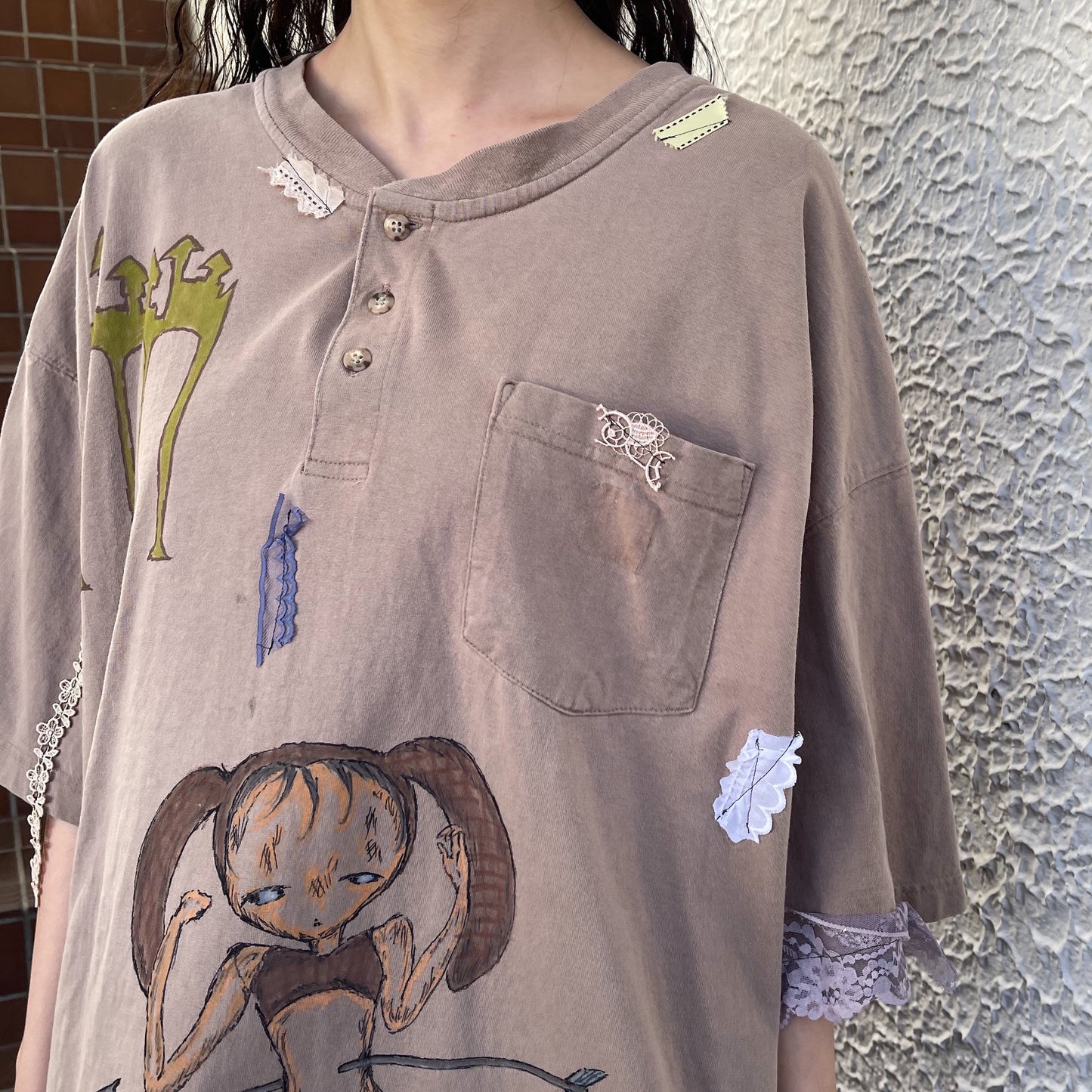 【trust teji 】Short sleeve tee dress+ / Brown / ショートスリーブTシャツ