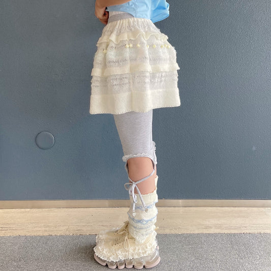 Knitted frill short skirt / White / ニットフリルショートスカート