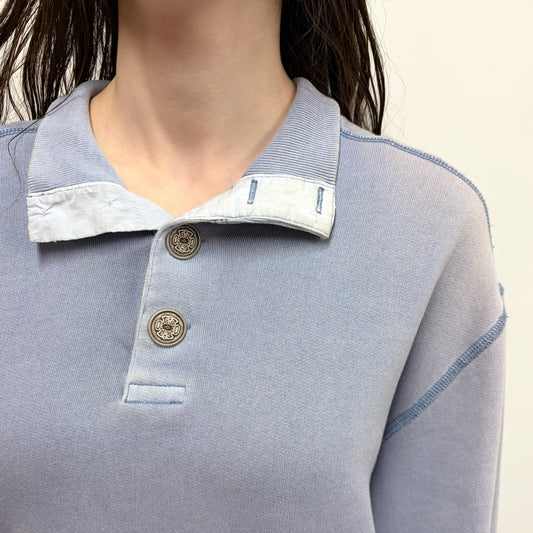 【BELDURRA】BLUE SWEATER / パッチワークスウェット