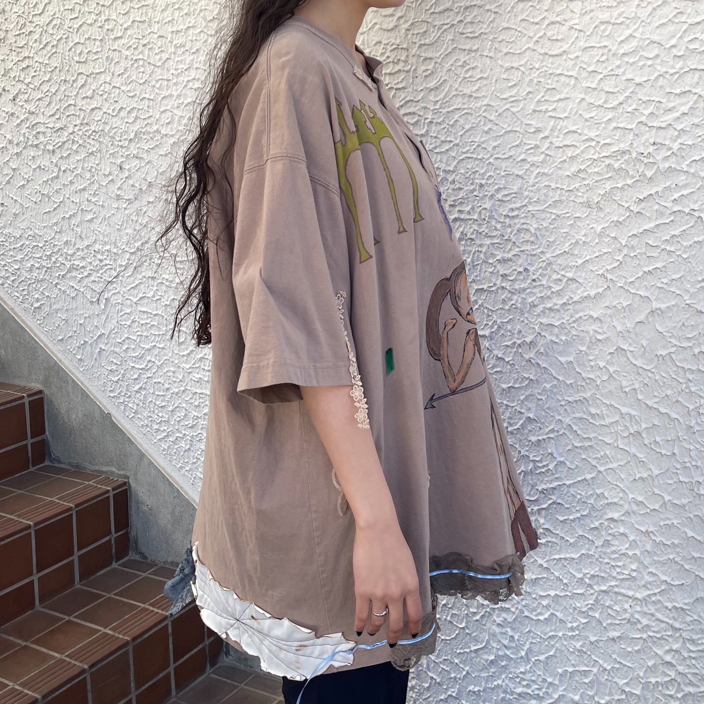 【trust teji 】Short sleeve tee dress+ / Brown / ショートスリーブTシャツ