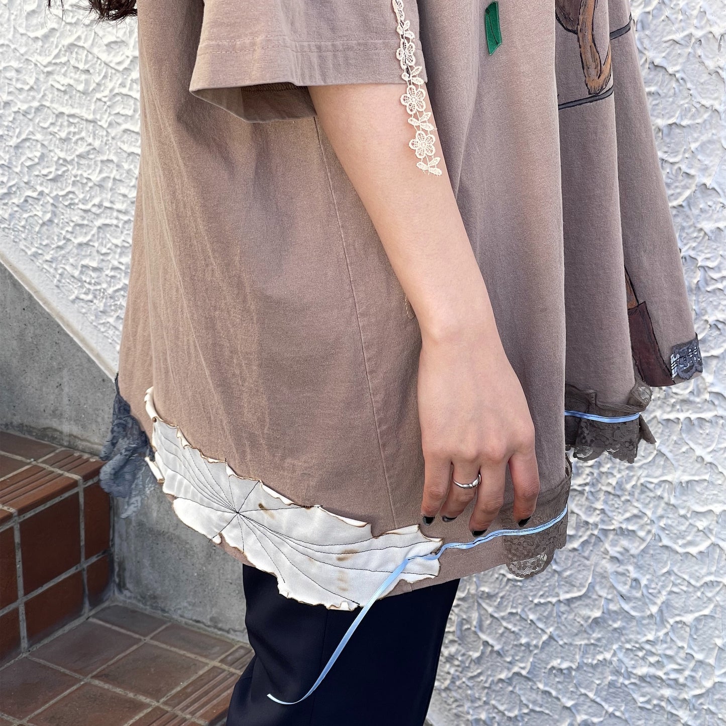 【trust teji 】Short sleeve tee dress+ / Brown / ショートスリーブTシャツ