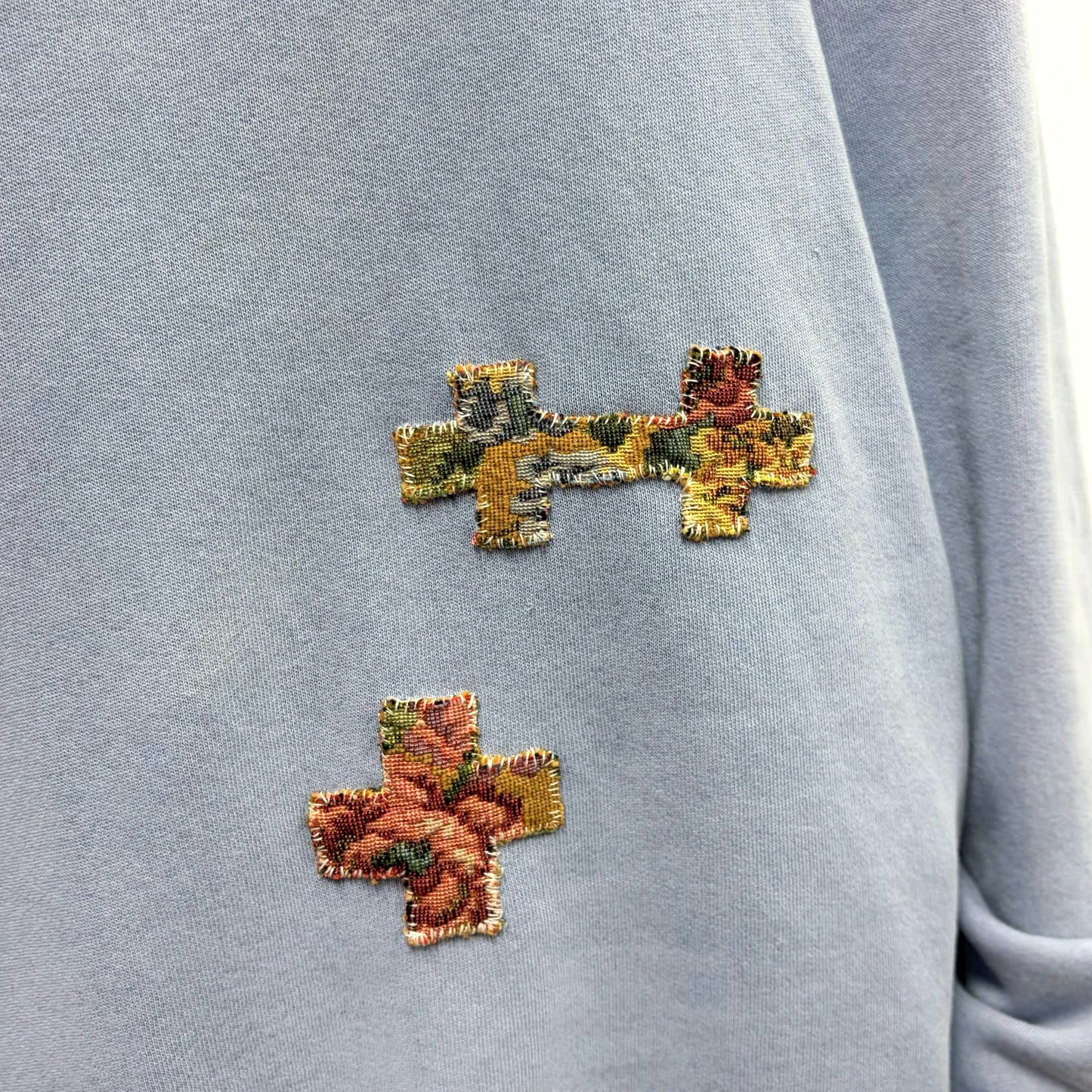 【BELDURRA】BLUE SWEATER / パッチワークスウェット