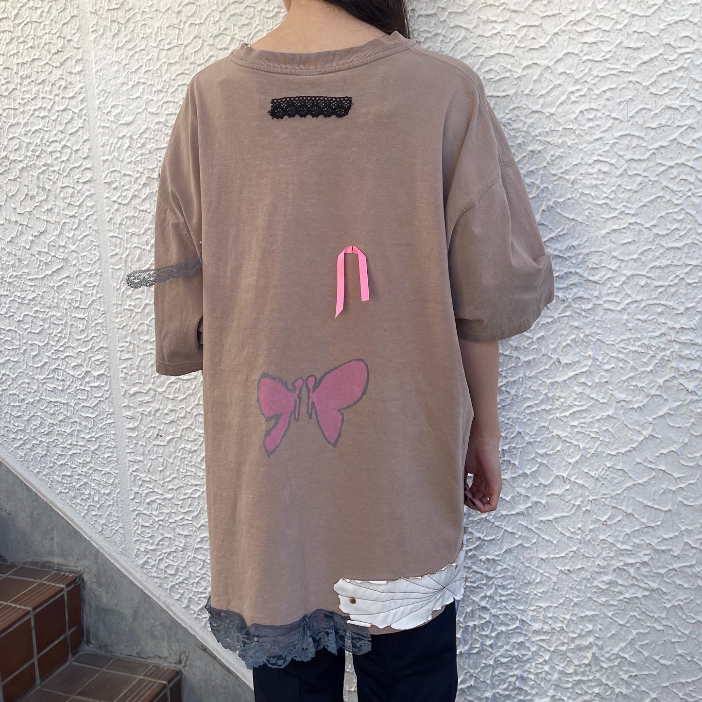【trust teji 】Short sleeve tee dress+ / Brown / ショートスリーブTシャツ