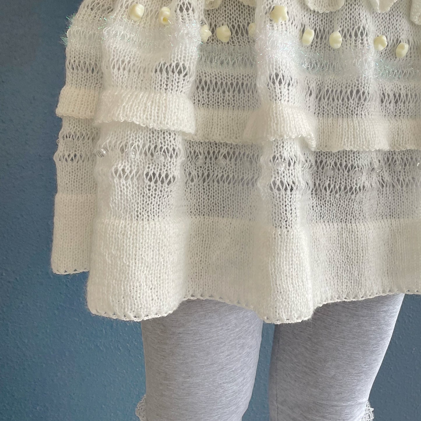 Knitted frill short skirt / White / ニットフリルショートスカート