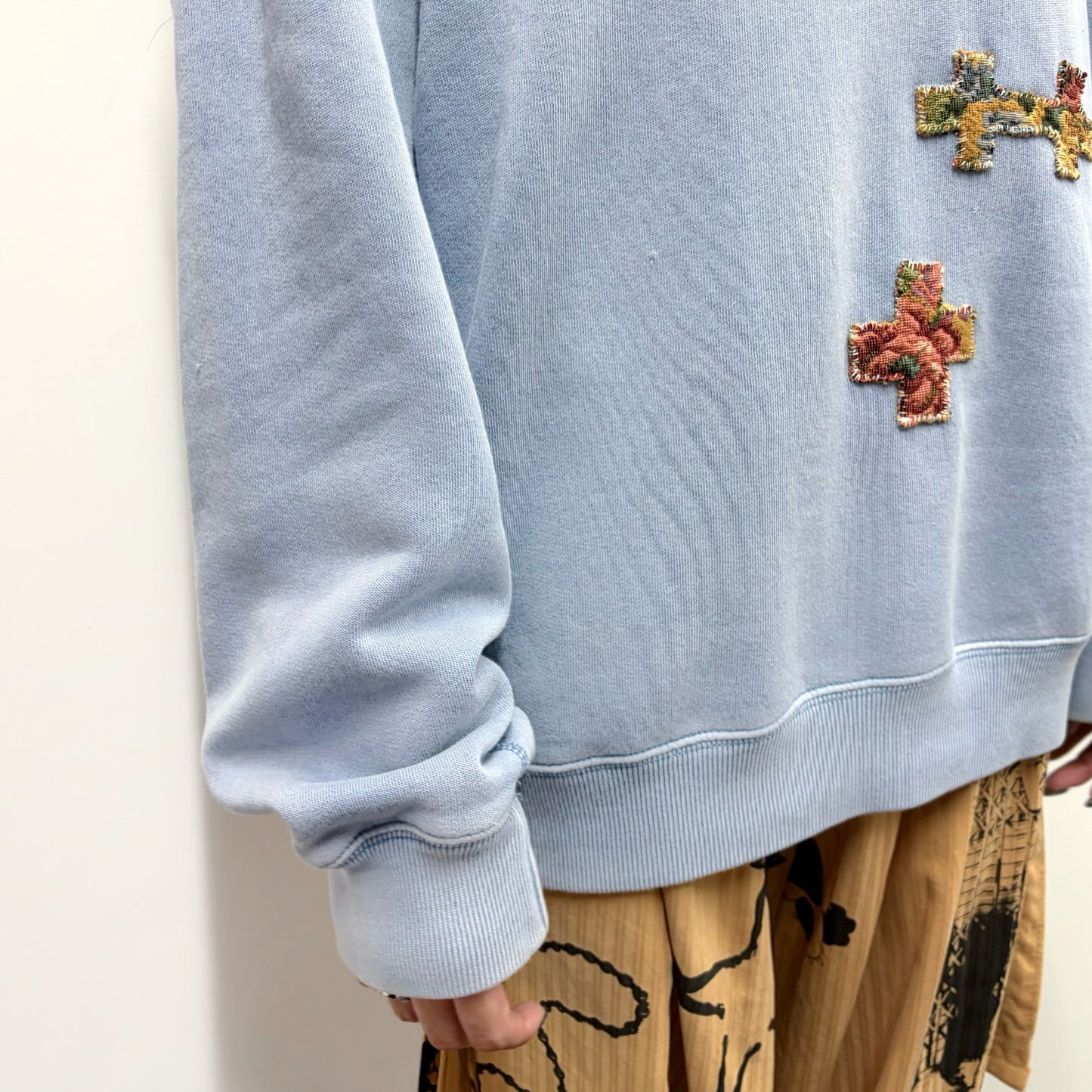 【BELDURRA】BLUE SWEATER / パッチワークスウェット