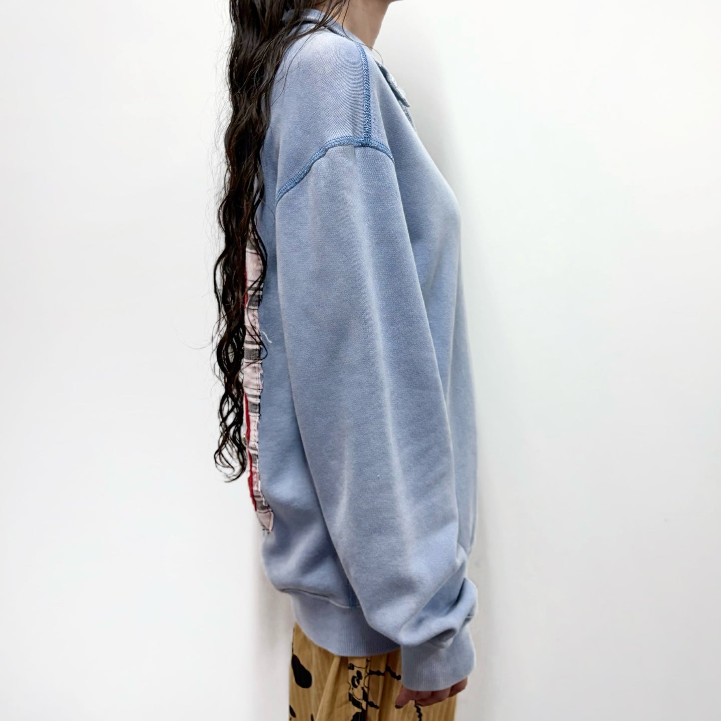 【BELDURRA】BLUE SWEATER / パッチワークスウェット