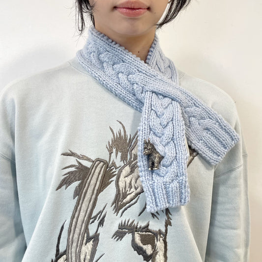 Worry scarf / light blue / ロバパーツケーブルマフラー