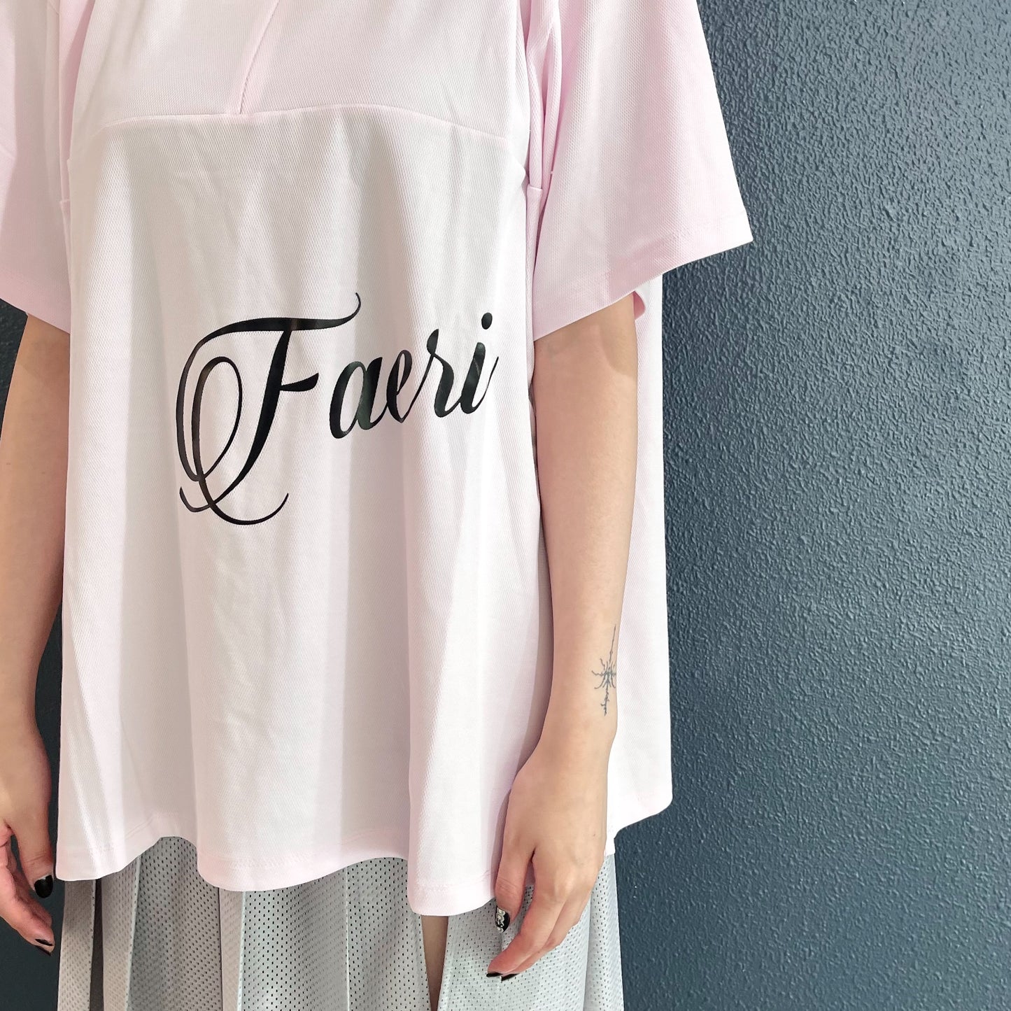 [fa.er.ie] sailor collar mesh loose top / pink / セーラーカラーメッシュトップ