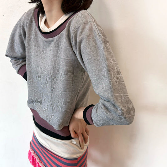 v neck layer sweat / gray / Vネックレイヤーシャツ