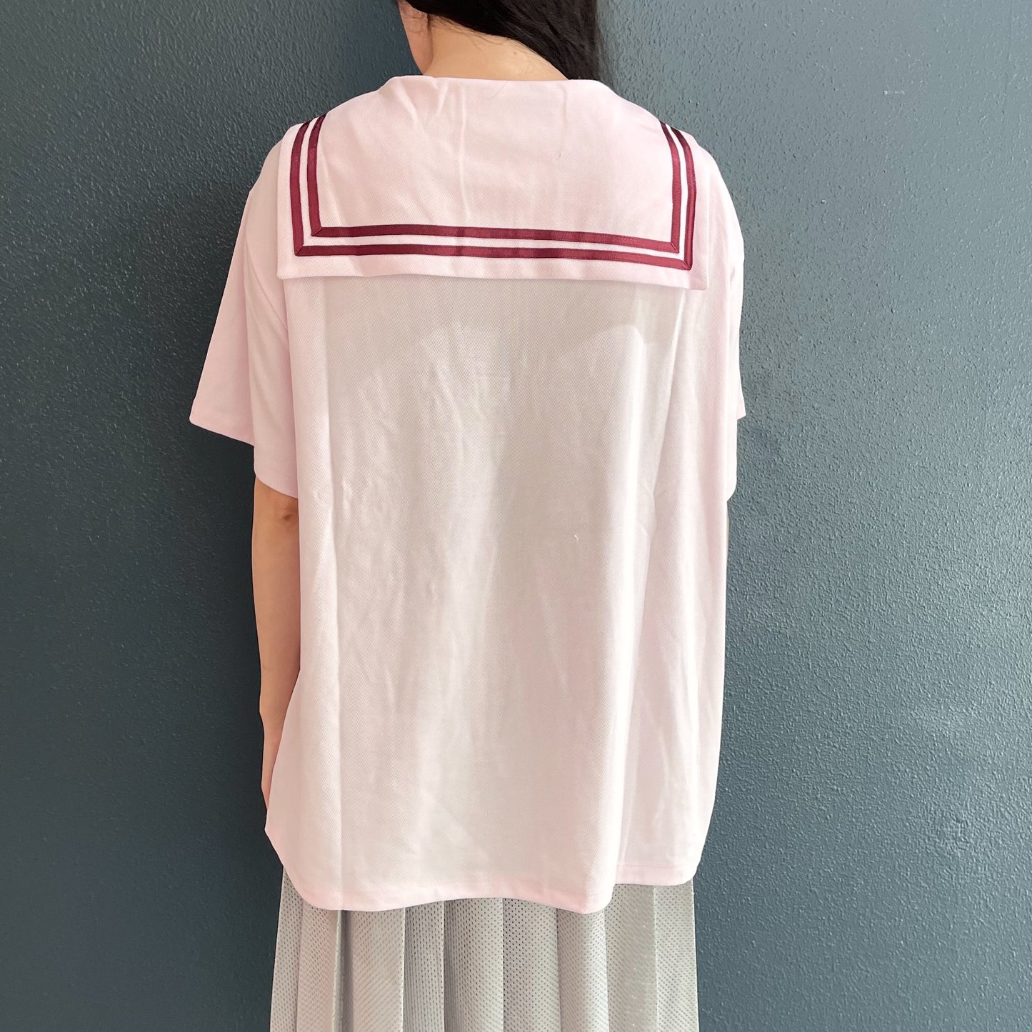 [fa.er.ie] sailor collar mesh loose top / pink / セーラーカラーメッシュトップ