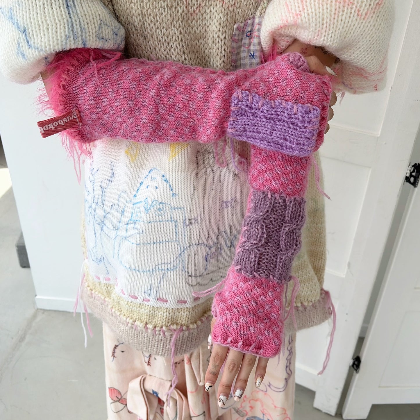Long groves / Pink / ニットグローブ