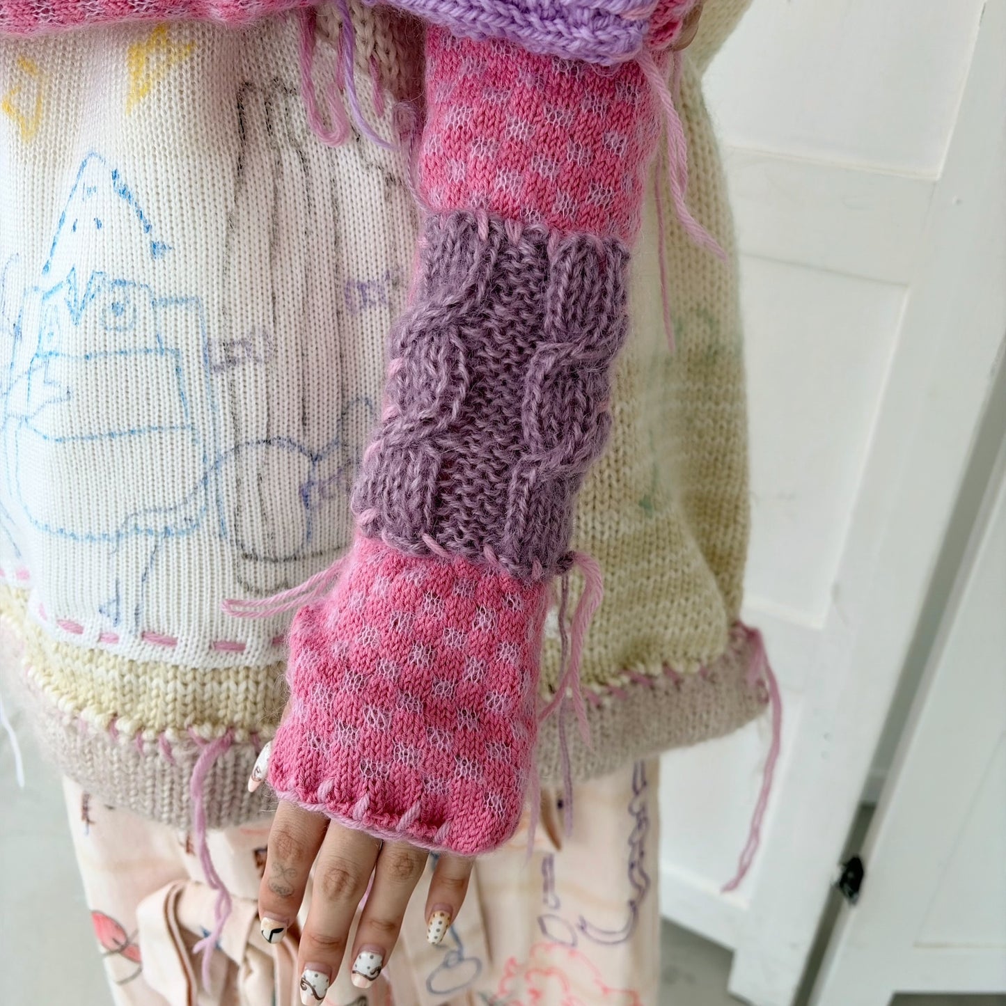 Long groves / Pink / ニットグローブ
