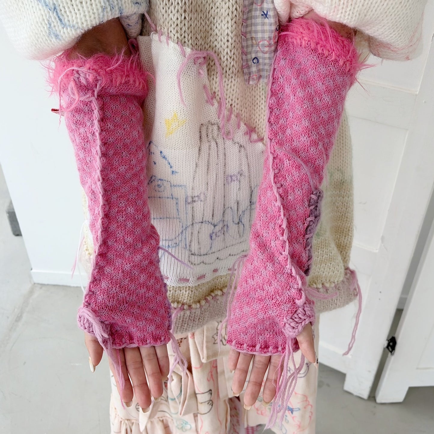 Long groves / Pink / ニットグローブ