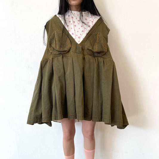 CORN FIELD DENIM DRESS / KHAKI / サーマルデニムドレス